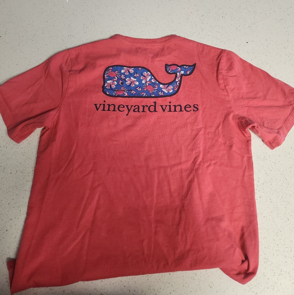 Vineyard Vines Red/Pink Floral Whale Boy XL